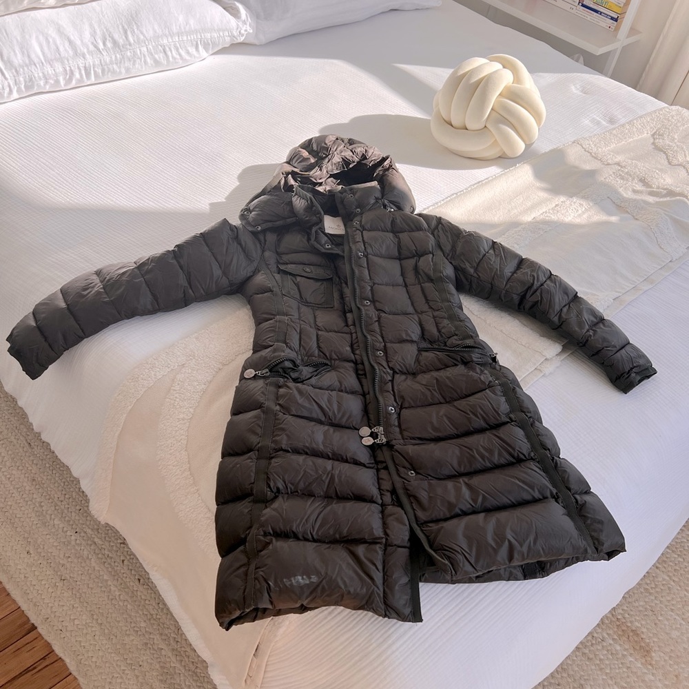 Moncler Forest Green Puffer with Ribbon Trim